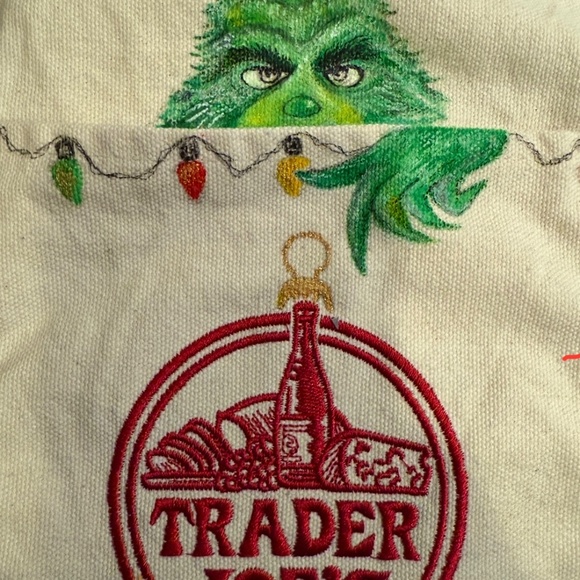 Trader Joe’s Hand Painted Grinch Large Tote - Picture 4 of 12